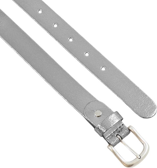 Riem Femme Landley Cuir Argent - Largeur 3 cm - Riem Femme Cuir - Longueur totale 120 cm / Taille de ceinture 105