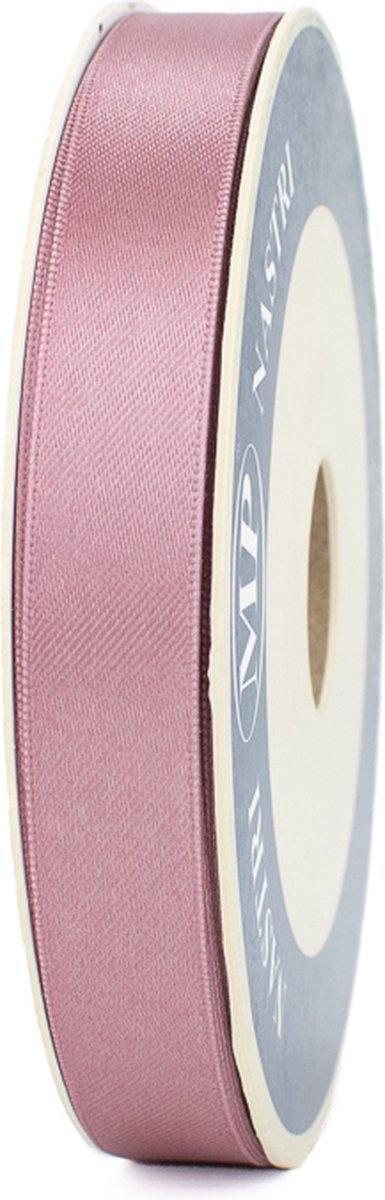 50 meter x 15 mm oud roze lint - Satijnlint - satijn - cadeaulint - kadolint stof