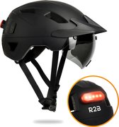 R2B Fietshelm - Speed Pedelec Helm - Snorfiets Helm - LED Verlichting - Maat M - 55-58 cm - Fietshelm Volwassenen Elektrische Fiets - Fiets helm Elektrische Fiets - Bike Helmet - Fatbike Helm