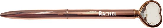 Stylo avec gravure - Coeur - Avec nom - Rachel - Or rose