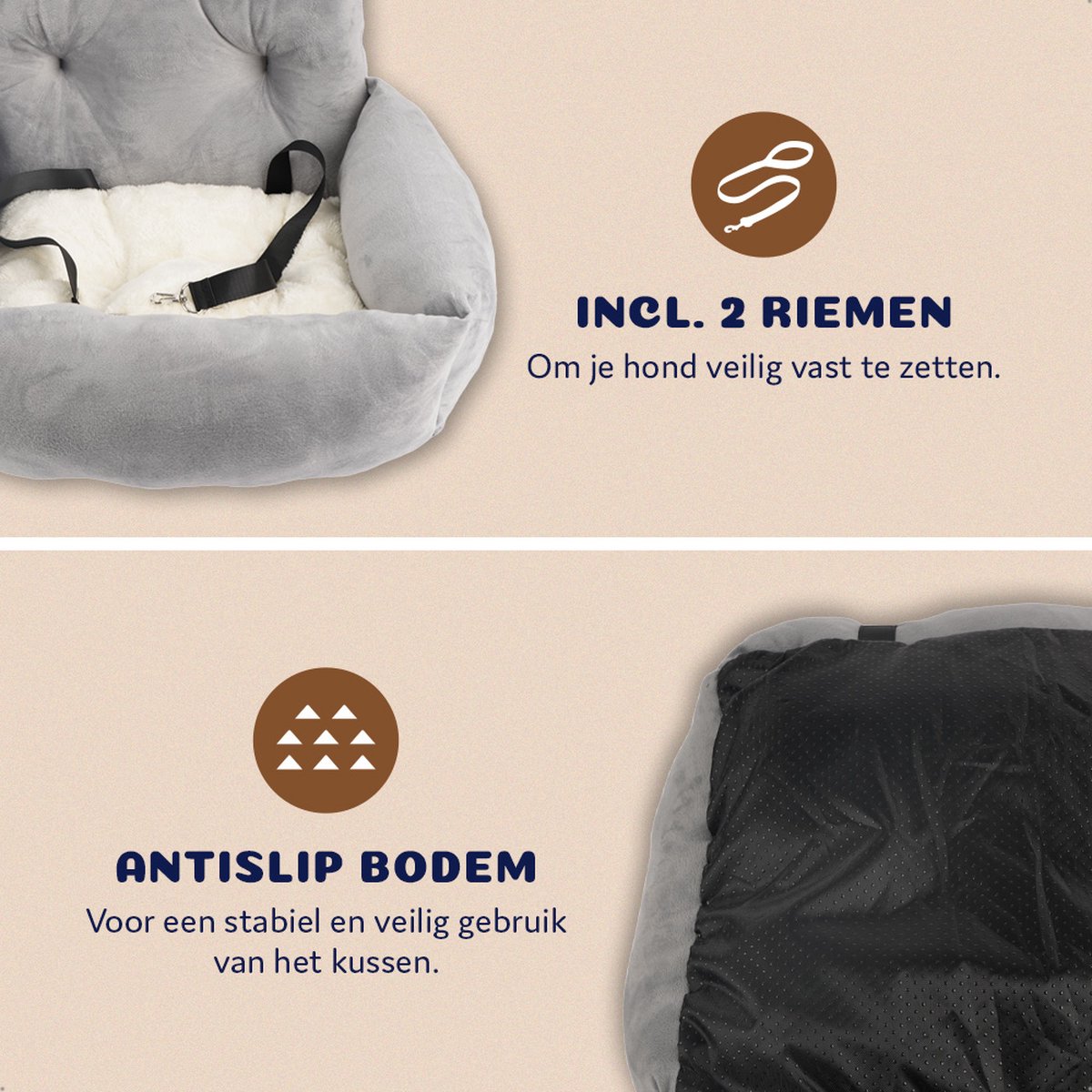 Pet Perfect Autostoel Hond met Gordel - Hondenmand Auto – Honden Autostoel -Automand Hond - Hondenstoel - Grijs – foto 4