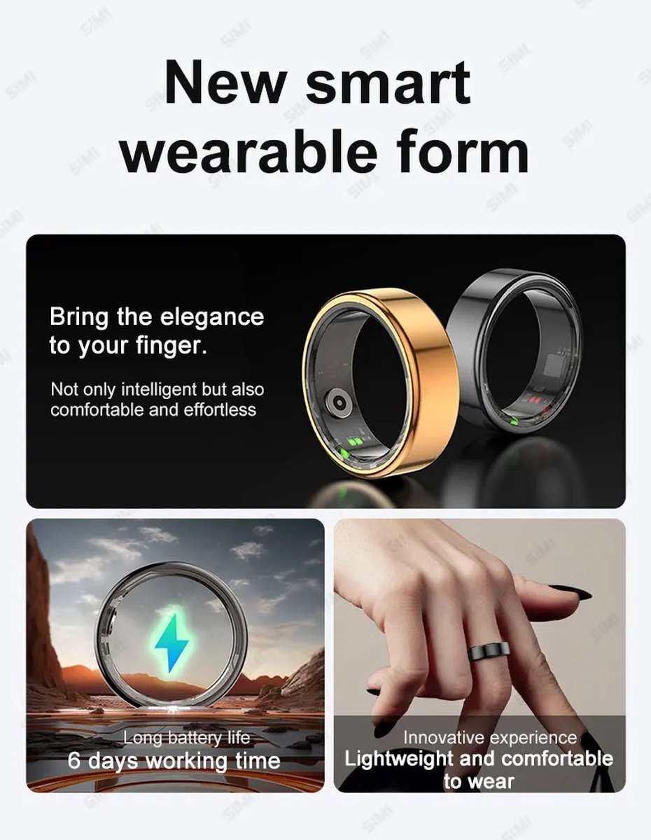 R12M Smart Ring IP68 Monitor De Salud Impermeable Modos Multideportivos Para Android Ios