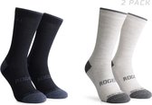 Rogelli Merino Wool Dames en Heren 2 pack Fietssokken - Blauw/Sand
