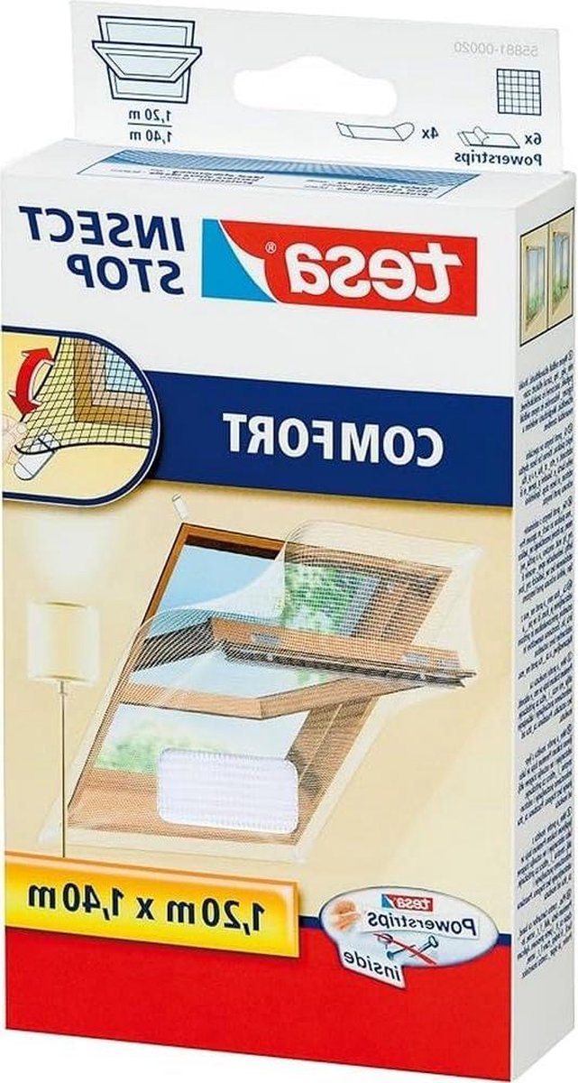 Vliegengordijn Insect Stop Comfort Vliegenhor voor Dakramen - Insectenhor raamhor - Met klittenband - Voor schuine ramen - Snij op maat - Muggenhor - 120 cm x 140 cm