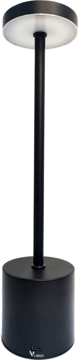 Vubio Oplaadbare Tafellamp - 34cm - Zwart - voor Binnen & Buiten - Draadloos & Oplaadbaar - Dimbaar - Touch Bediening - Industrieel - Sfeerverlichting - Restaurant