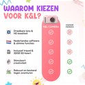 Vergelijking van K&L kindercamera met andere merken. Kenmerken: draaibare lens, Nederlandse software, inclusief statief en SD-kaart.