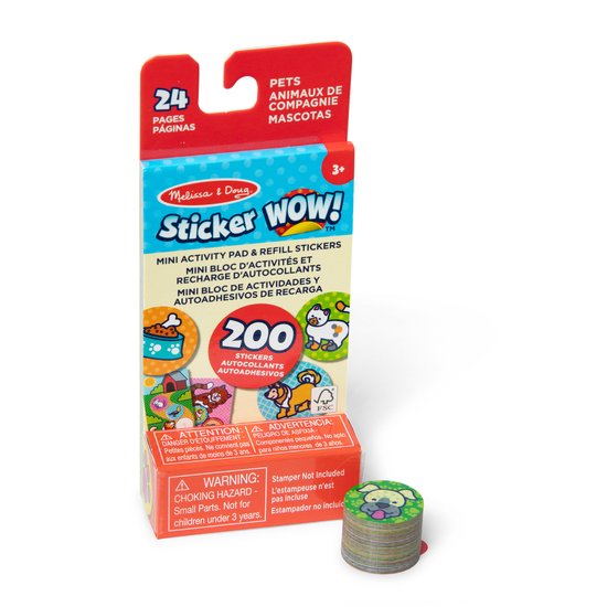 Melissa & Doug Sticker WOW! Mini Activity Pad en 200+ navulstickers – Huisdierenstickers