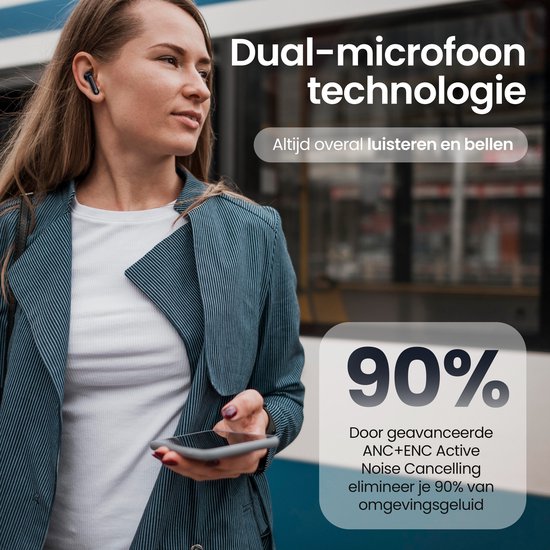 Siltcon® SoundWave Pro 1 - Draadloze Oordopjes – Oortjes Draadloos – Oordopjes – Oortjes - Bluetooth Oordopjes - Noise cancelling ANC+ENC - Universeel - BT 5.3 - Zwart
