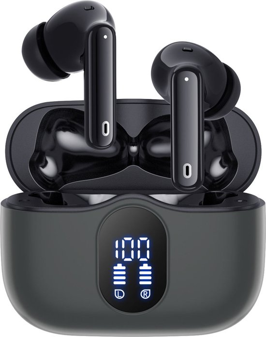 Foto: Siltcon draadloze oordopjes bluetooth oordopjes oortjes draadloos oordopjes draadloos earpods geschikt draadloze oortjes bluetooth noise cancelling anc enc universeel bt 5 3 zwart