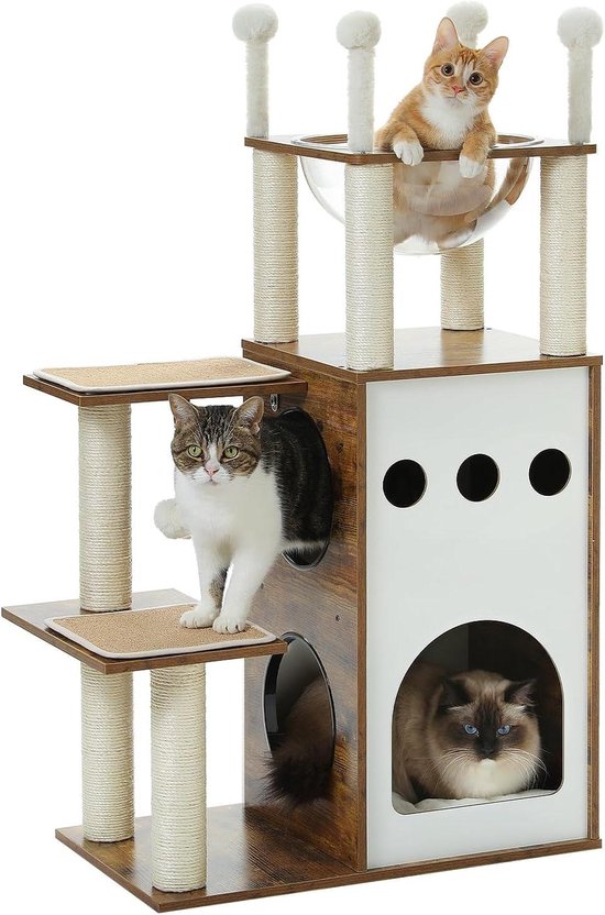 Hey-brother Kattenboom, 93 cm kattentoren met krabplank, lichtgrijs