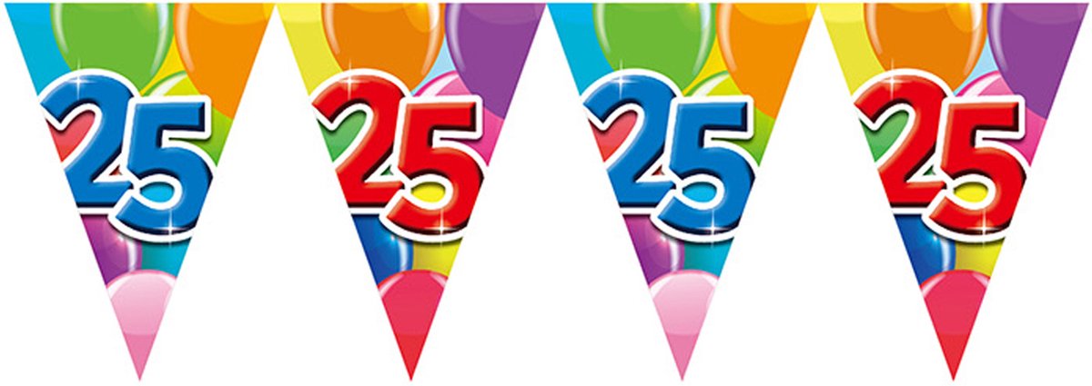 3x Vlaggenlijn 25 jaar 10 meter - Verjaardag Feestje Vlag Vlaggen Versiering Slinger Feestdecoratie Decoratie