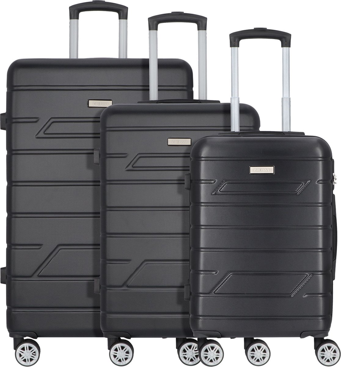 NOWI Bergamo 4 wielen Kofferset 3-delig - Harde bagage - Combinatieslot - schwarz