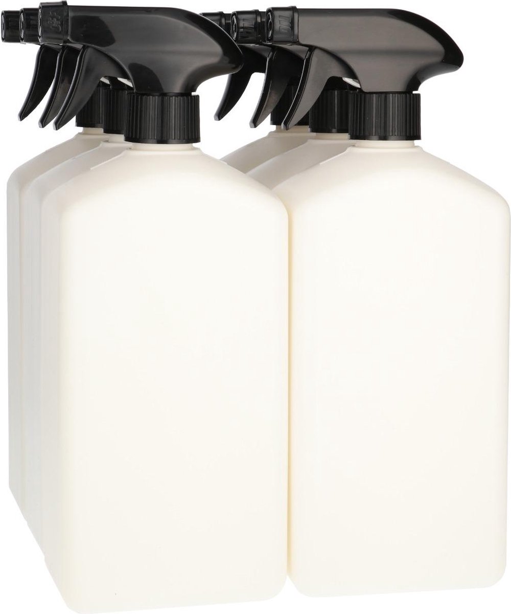 6 x Plastic Fles 1000 ml Triggerpomp zwart - Gerecycled HDPE Kunststof- Gerecycled HDPE Kunststof - Onbreekbaar - ca. 70% minder Co2 uitstoot door gerecycled materiaal - 6 stuks