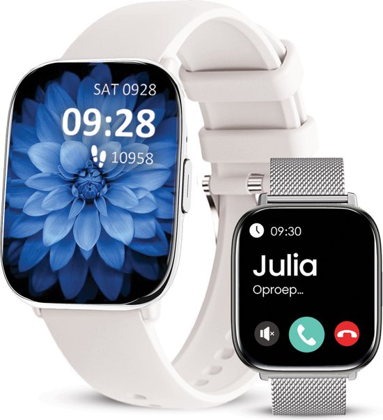 Foto: Avalue amoled ai smartwatch dames heren met bluetooth call watch geschikt voor ios android en harmonyos wit