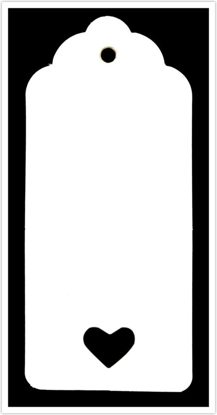 Kaartjes - cadeaukaartjes - wit - 50 stuks - labels - met hartje - karton - 9 x 4 cm