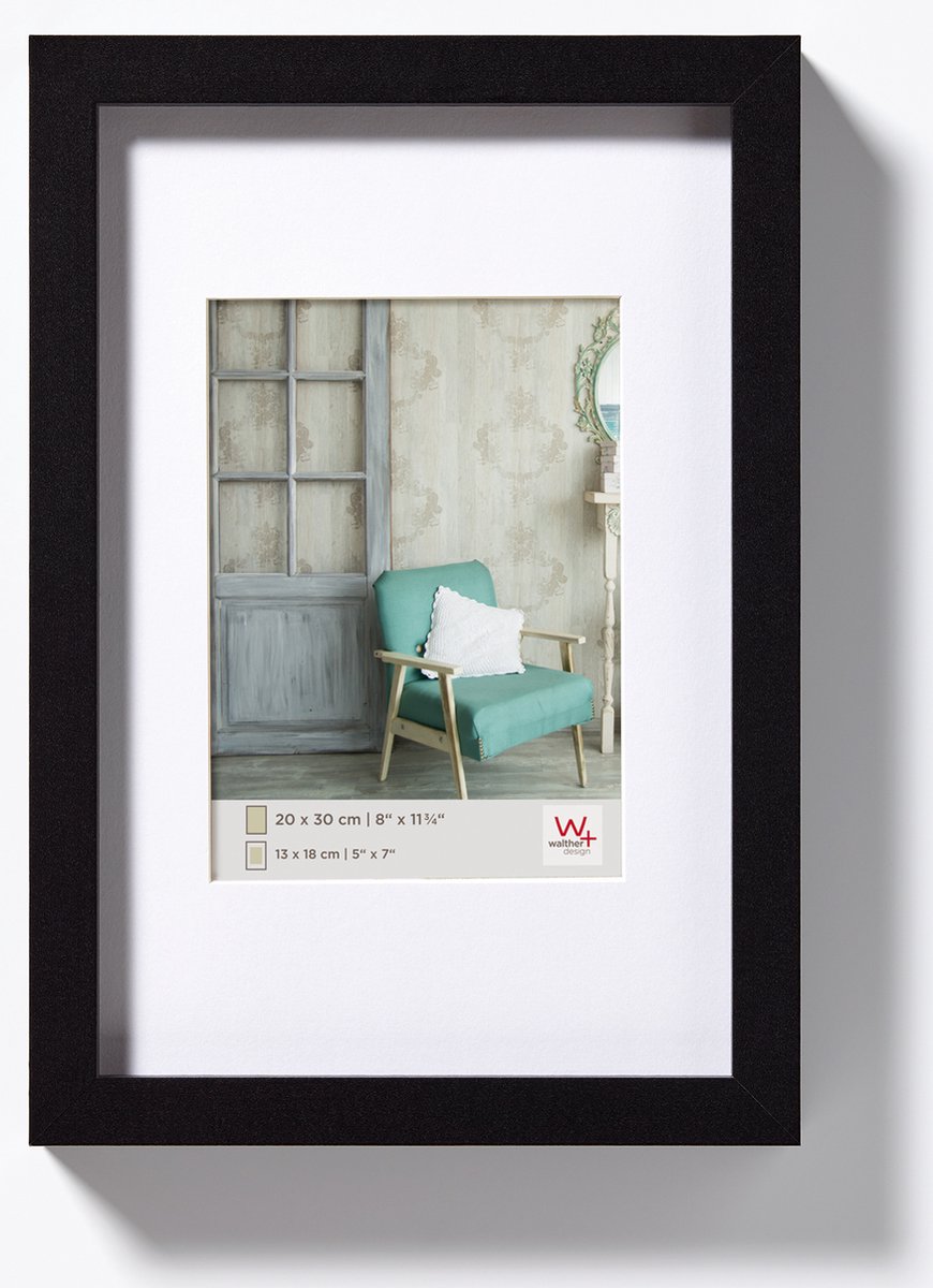 Walther Stockholm - MDF Houten lijst - Fotoformaat 15x20 cm - Zwart