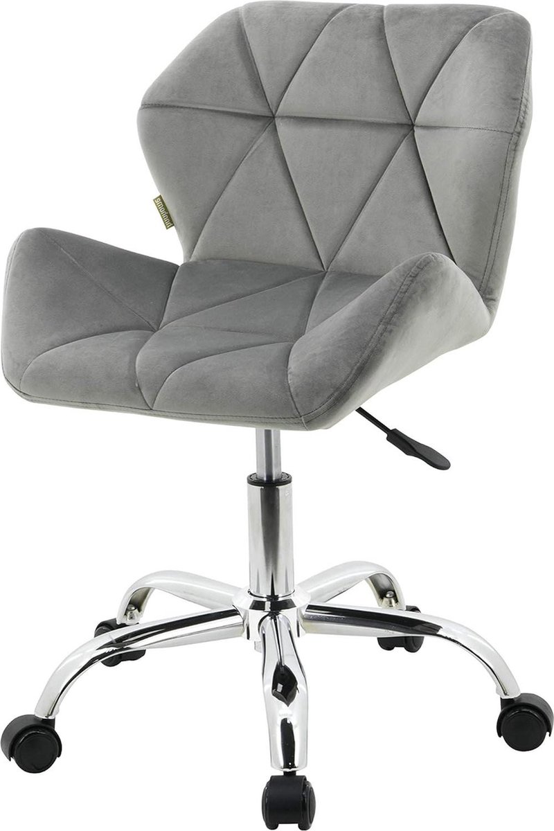 Gewatteerde draaibare moderne Eris stoffen thuiskantoor bureaucomputerstoel in hoogte verstelbaar grijs fluweel Bureaustoel