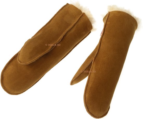 Donja - HD- Cuir d'agneau islandais - Mitaines en daim - couleur : Cognac- fait main - Taille L - convient à la largeur de main - 8 à 8,5 cm