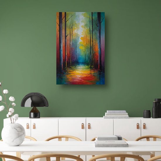 Bos glas schilderij - Natuur glasschilderij - Glasschilderij Pad - Landelijke schilderijen - Schilderijen plexiglas - Schilderijen acrylglas 50x75 cm