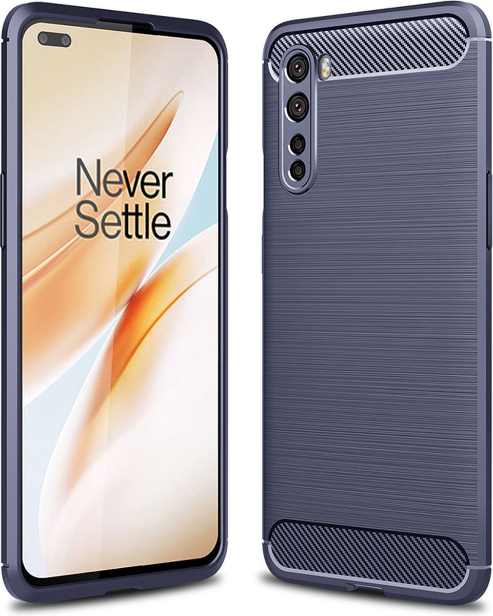 Techsuit Carbon Silicone Back Cover hoesje voor OnePlus Nord - Blauw