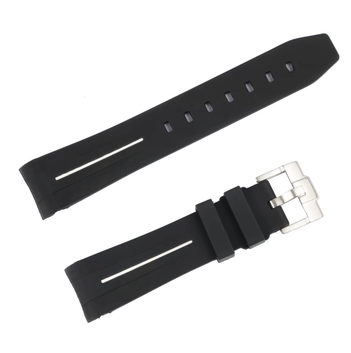 Bandje voor Omega x Swatch MoonSwatch - Rolex Horloge - SEIKO Horloge - 20mm - Zacht Rubber - Zwart met witte streep