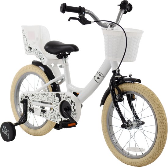 2Cycle Cat Kinderfiets - 16 inch fiets - Meisjesfiets - Zwart-Wit van 2Cycle — afbeelding 5