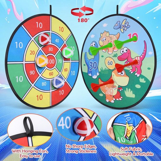 Montessori speelgoed dinosaurus-thema dartbord cadeau jongens meisjes 3-12 jaar - outdoor spelletjes klittenbandbalspel - feestspelletjes - voor kinderen van FUNPENY — afbeelding 5