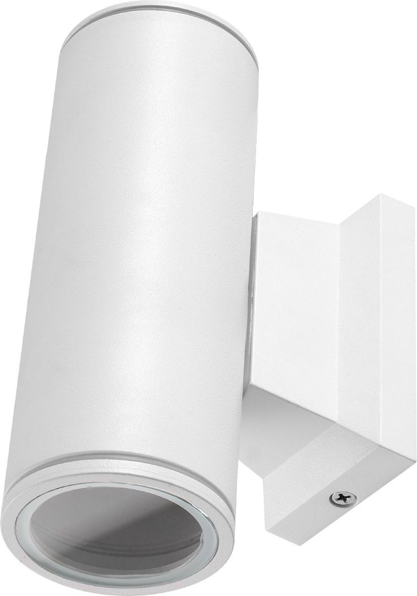 Buitenlamp rond wit | dubbele GU10 lampvoet voor twee spots | waterdicht IP65