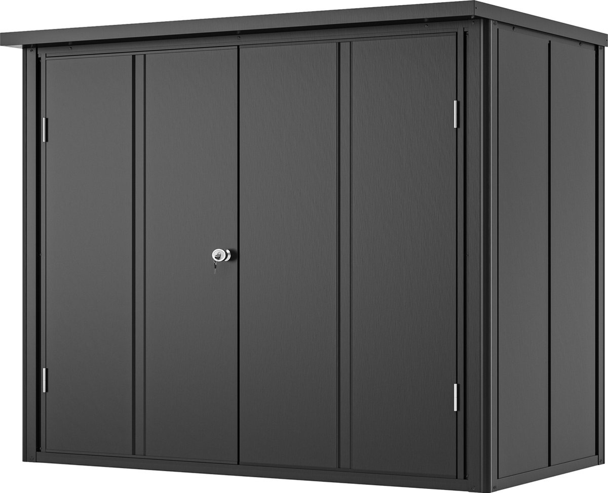 GFP Primeyard Metalen tuinkast 156x84x131 cm gereedschapskast weerbestendig antraciet incl. Vloer