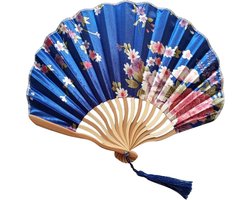 Hand Held Fans - Ornamenten Patroon - Chinese Stijl - Zijde Bamboe - Opvouwbare Fans - Handheld Bruiloft - Draagbare Vouwbare Fan - D - E
