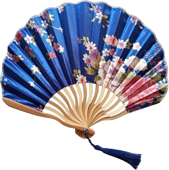 Opvouwbare Handwaaiers Handventilator Luxe Mode Vouwen Fan Bloem Kant Zijde Bruiloft Dance Party Stage Performance Decoratie Mode Hot Stamping: Vouwventilator Vouwwaaiers (Blue : E, Size : As shown