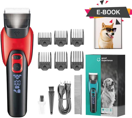 Professionele Hondentondeuse - Hondentondeuse Dikke Vacht - Honden Tondeuse - Draadloos - Tondeuse Hond - Tondeuse Kat - Hondentrimmer - Incl. E-Book