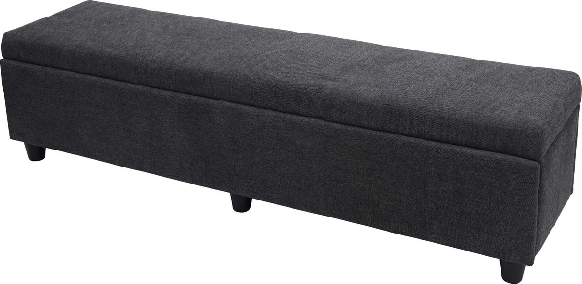 Opbergkist Kriens XXL, zitbank, stof/textiel, 45x180x45cm ~ donkergrijs