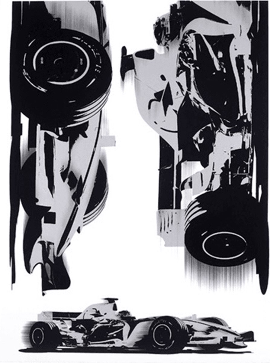 Muursticker - Formule 1 - Race auto - zwart - grijs- Zelfklevend - Muurdecoratie - Stickers - 50 x 70 cm - Komar