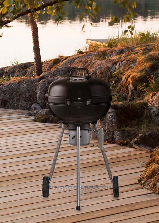 Mustang Basic 57 Houtskoolbarbecue - Kogelbarbecue 57 cm - Ø54 cm Grillrooster - Dekselthermometer - met Wielen - kleur Zwart van Mustang — afbeelding 3