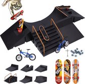 ideallife Vingerboard hellingset, mini vingerboard Skate Park Kit voor kinderen, 2 complete boards en mini-helling voor skate-trucks, kinderspeelgoed voor jongens en meisjes