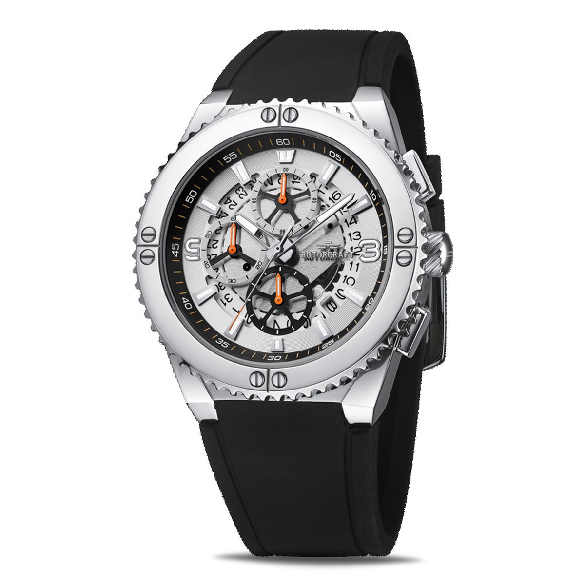 Rotorcraft Watches - Scorpion - RC3701 - herenhorloge chronograaf - zilver en zwart - 45 mm