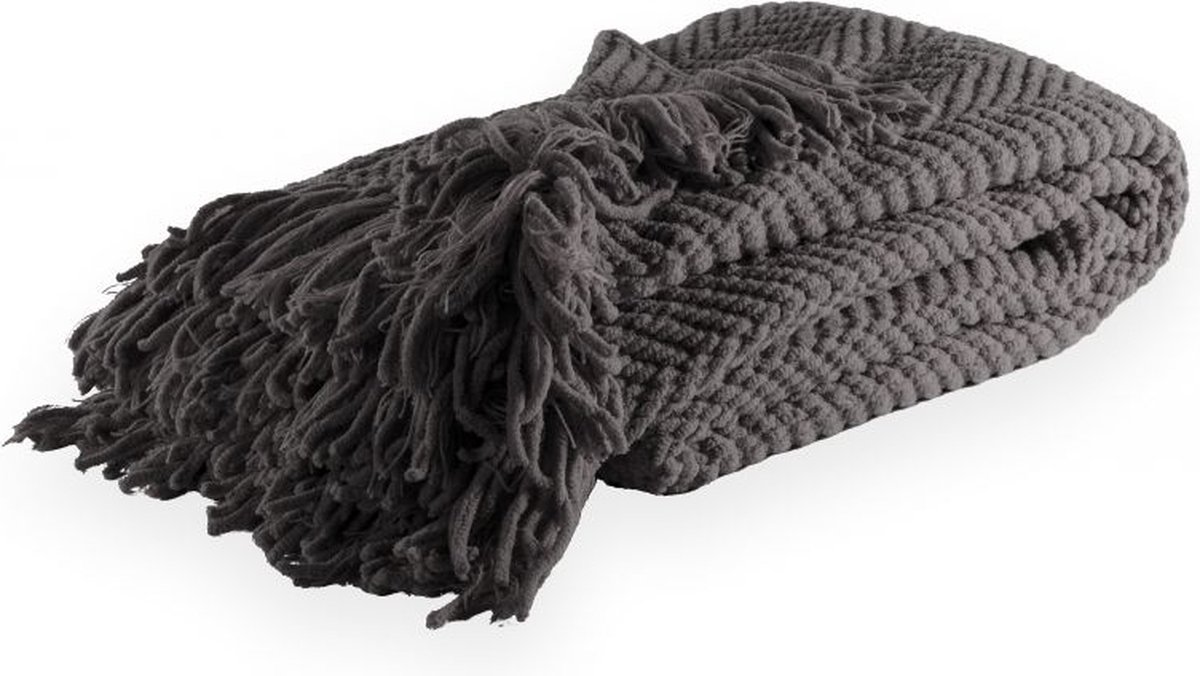 Tiseco Deken RENEE - warm gebreide structuurplaid - 150x200 cm, Grijs GREY