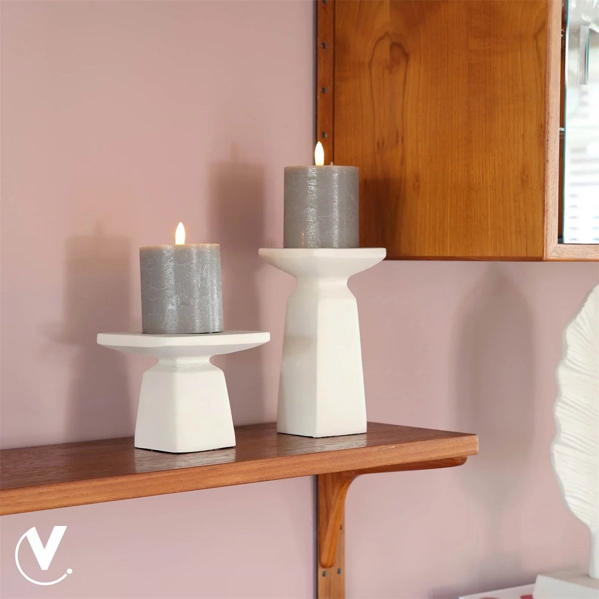 Kandelaar Calama | Beige - Ivory | Set van 2