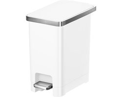 EKO - Hana Slim 1 Pedaalemmer 10 liter - Plastic - wit - Prullenbak