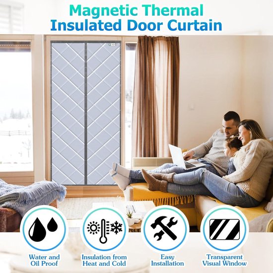 Thermisch geïsoleerd deurgordijn- 90 x 205 cm- terras keuken slaapkamer