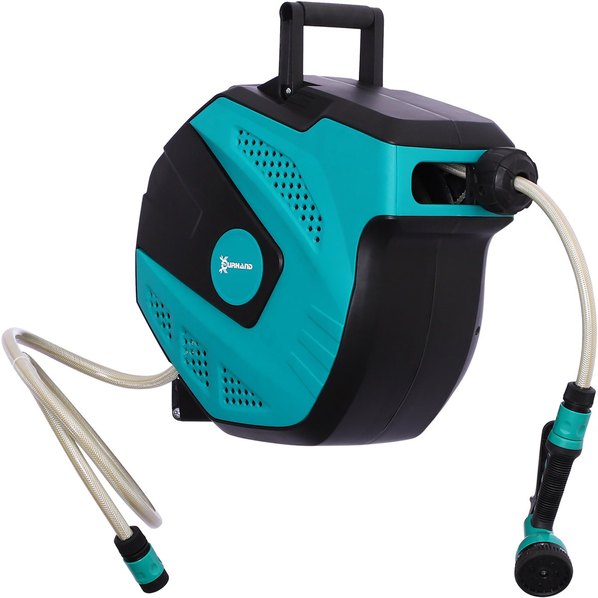 Bol.com DURHAND Slangenbox voor wandmontage, slanghaspel 15 m 180° draaibaar met multi-sproeikop vorstbeveiliging 845-261 aanbieding