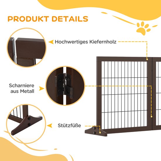 PawHut traliehek barrière voor honden hondenhek beveiligingsdeur