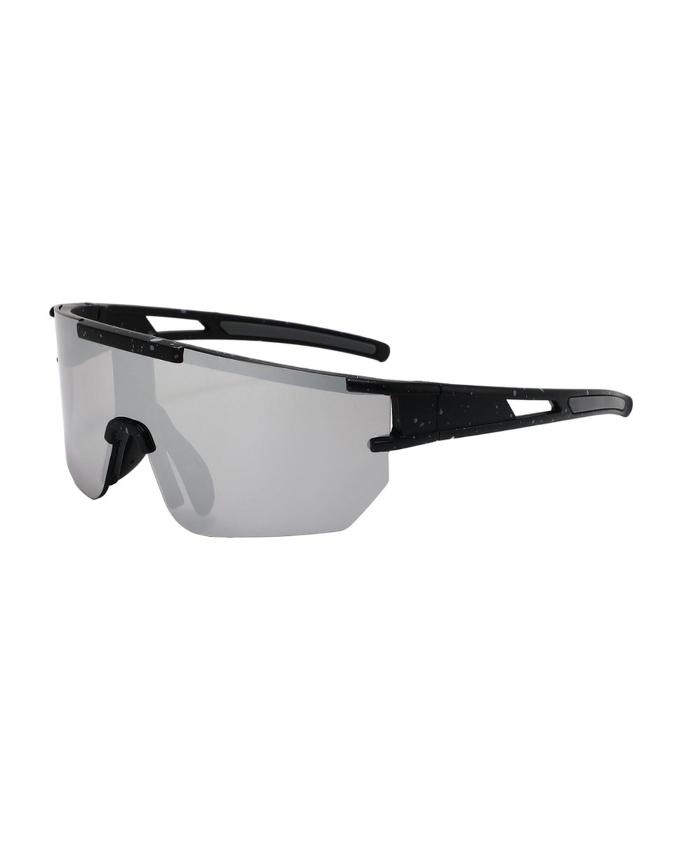 ICCLUB - Zonnebril - Festival bril - Fiets - Sport - Techno - Rave glasses - Spiegelglas - Unieke bril - Heren - Dames - Zwart - Silver - Chrome