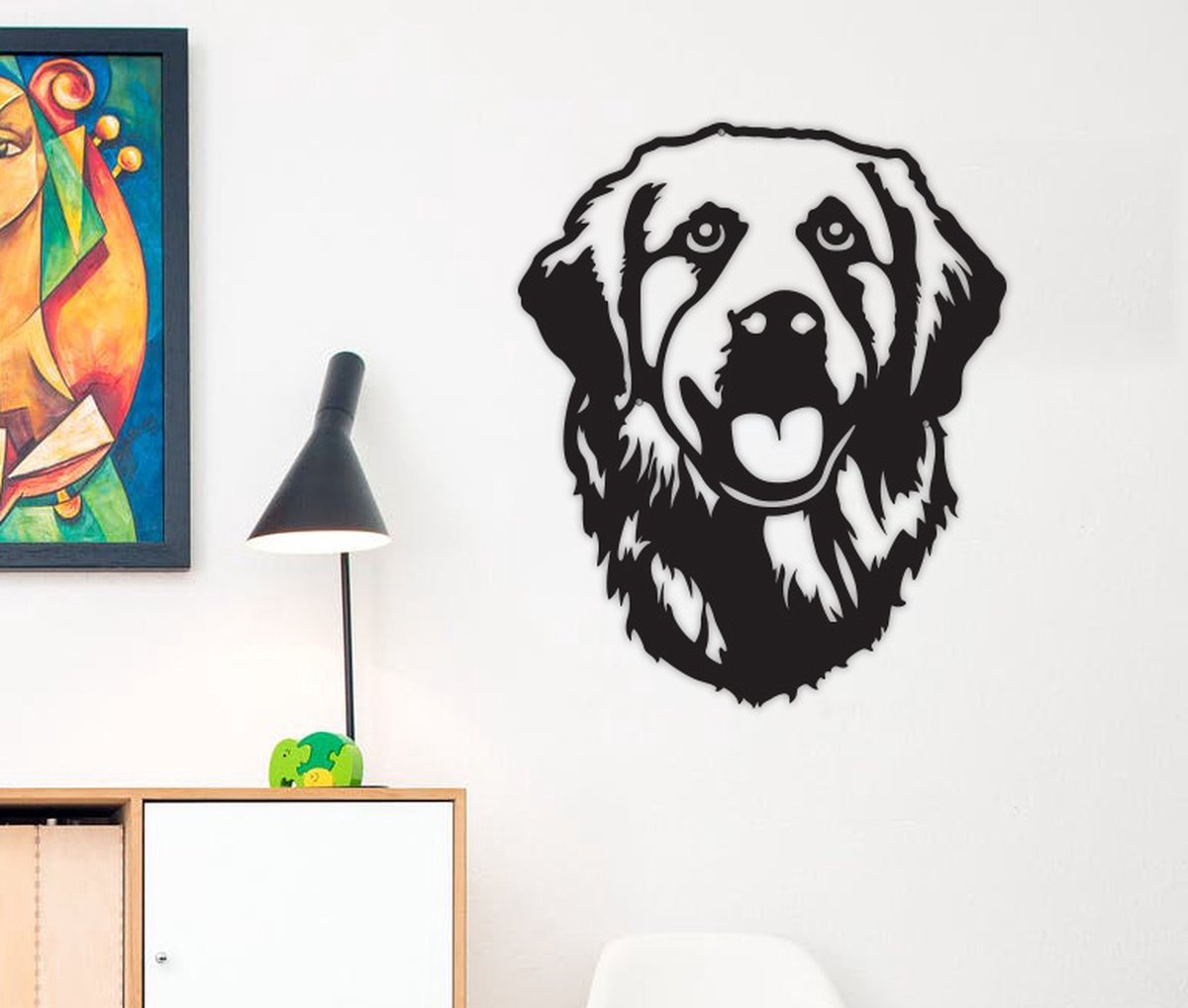 Golden Retriever -- Wall Art by Cutting Edge Design Wanddecoratie Muurdecoratie Living Woonkamer Slaapkamer Mancave Hond Dieren Keuken Hout Zwart Wand Kader Interieur Bureau Art Abstract Animal Dier Dog Chien Animal Pet Animaux Portrait Murale Decor