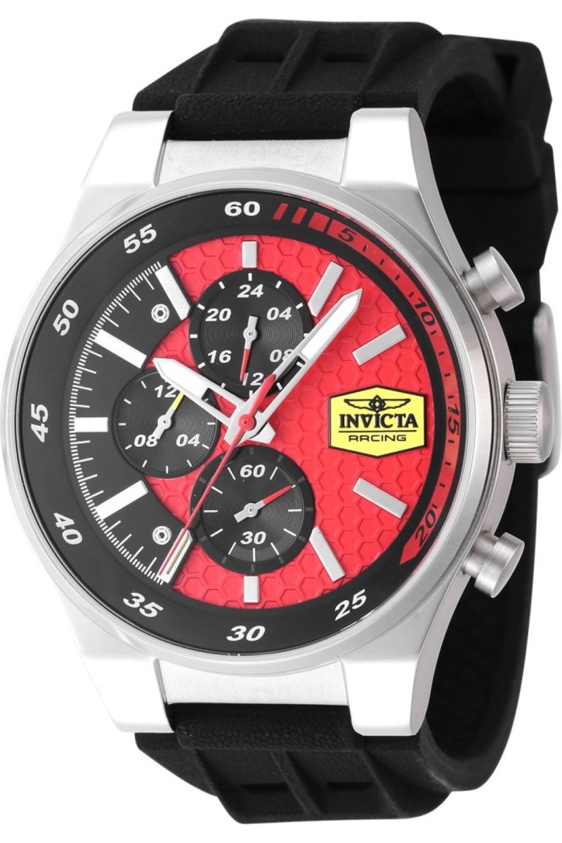 Invicta Racing 47739 Heren Horloge - Waterdicht - Analoog - Quartz Uurwerk - Roestvrij Staal met rode Wijzerplaat - 44mm