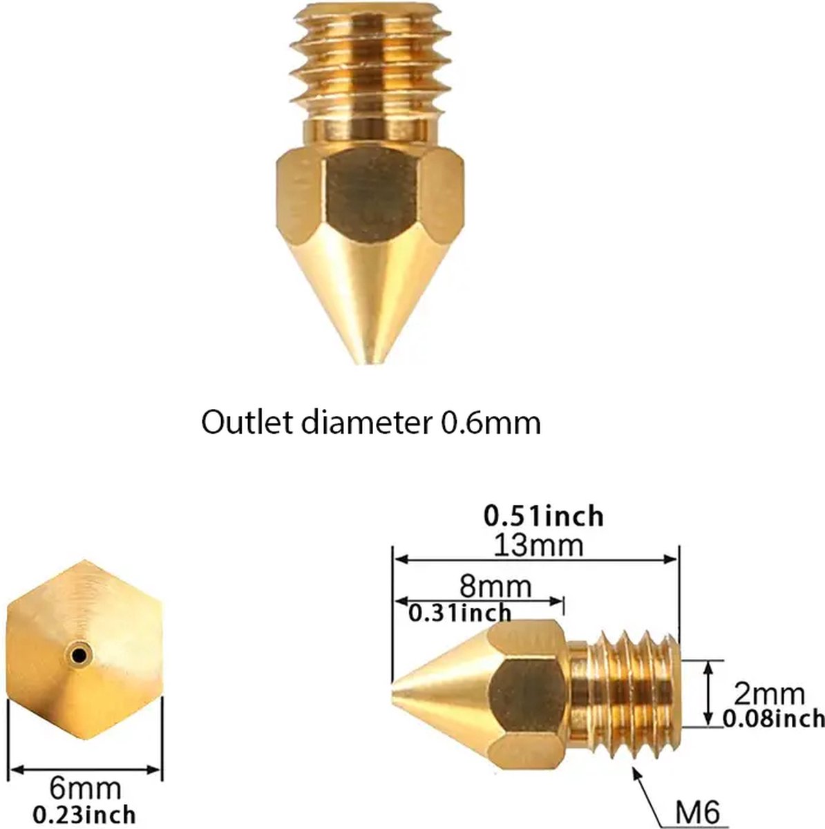 Creality 3D Printer Nozzle 0.6mm 5 stuks Hotend Extruder Nozzles voor Ender-3 Serie Ender 5 Serie CR-6 SE 3D Printer