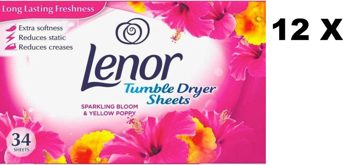 Goedkoopste Lenor Droogtrommeldoekjes Pink Blossom 12 x 34 Sheets