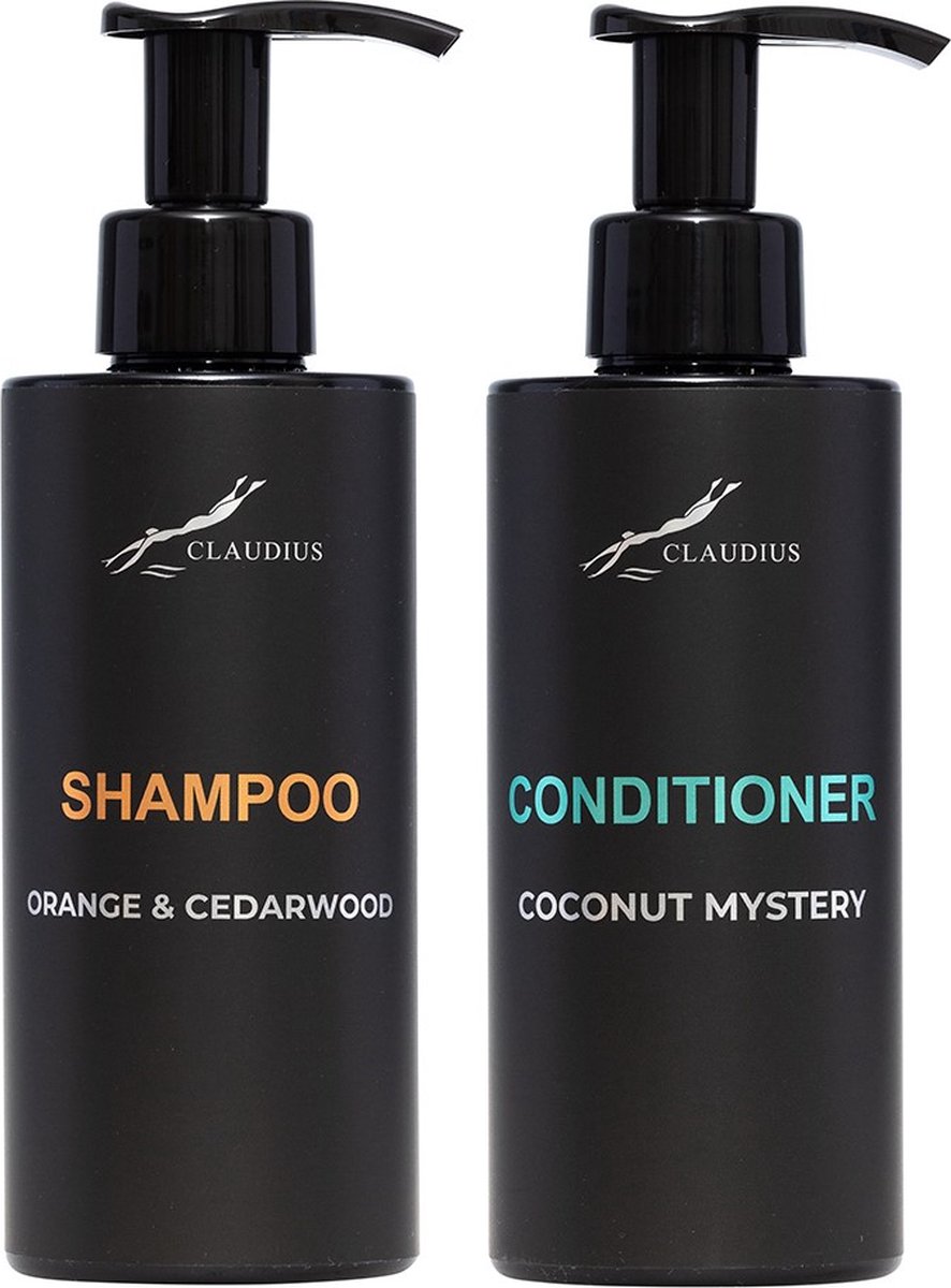 Goedkoopste Douchepakket - Shampoo Sweet Orange & Cedarwood Coconut Conditioner - 300 ml per fles - bodycare - luxe fles - set van 2 stuks - Cadeau