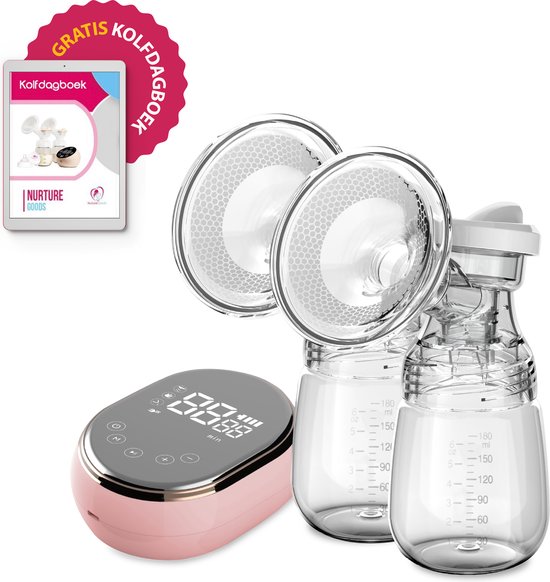 Foto: Nurturegoods dual efficient borstkolf smart 3 0 vernieuwd 2024 model draadloze dubbele elektrische borstkolf oplaadbare accu inclusief 2x180 ml babyfles kolfdagboek en speen breast pump electrisch dubbel